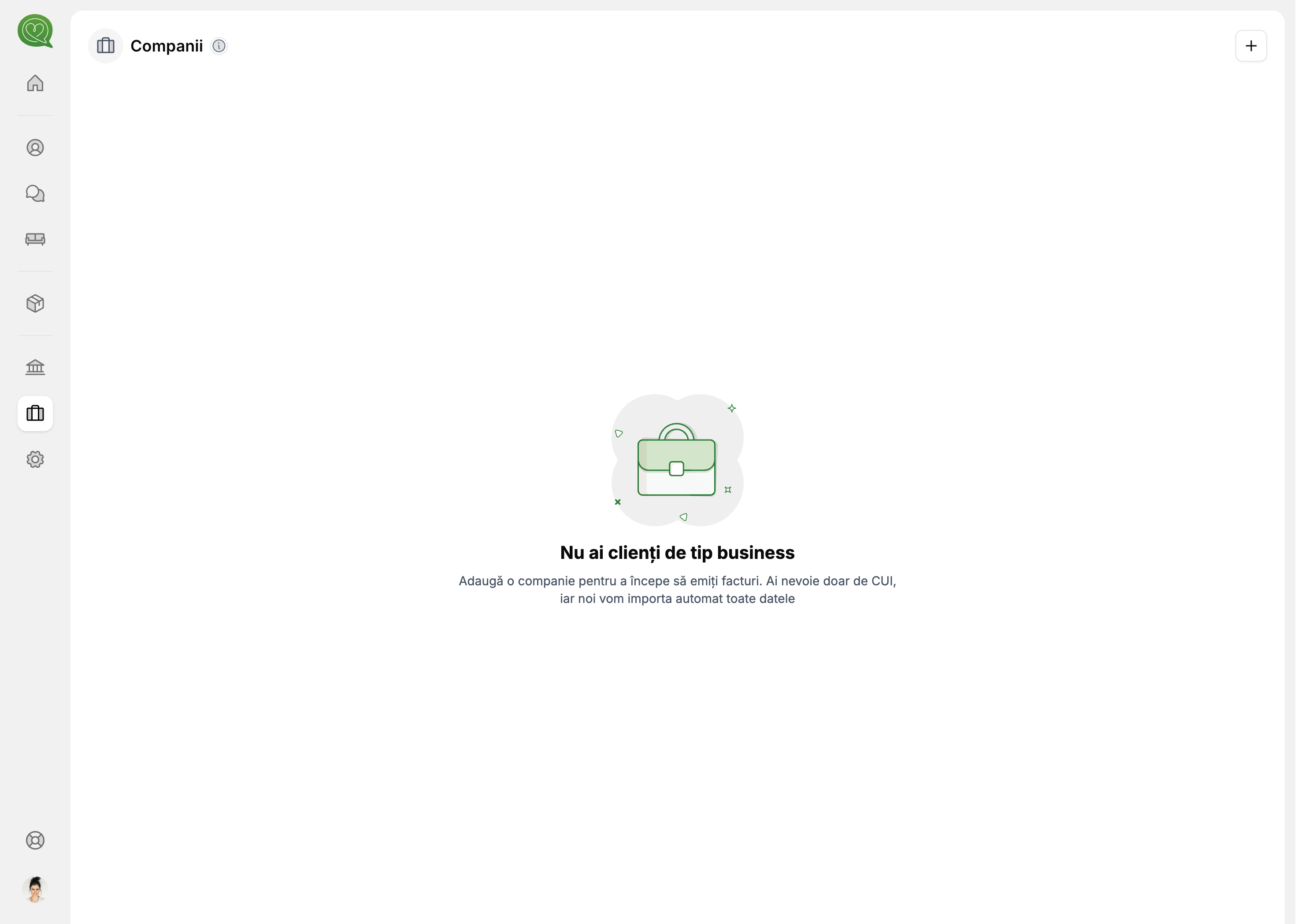 Pagina companii — stare goală