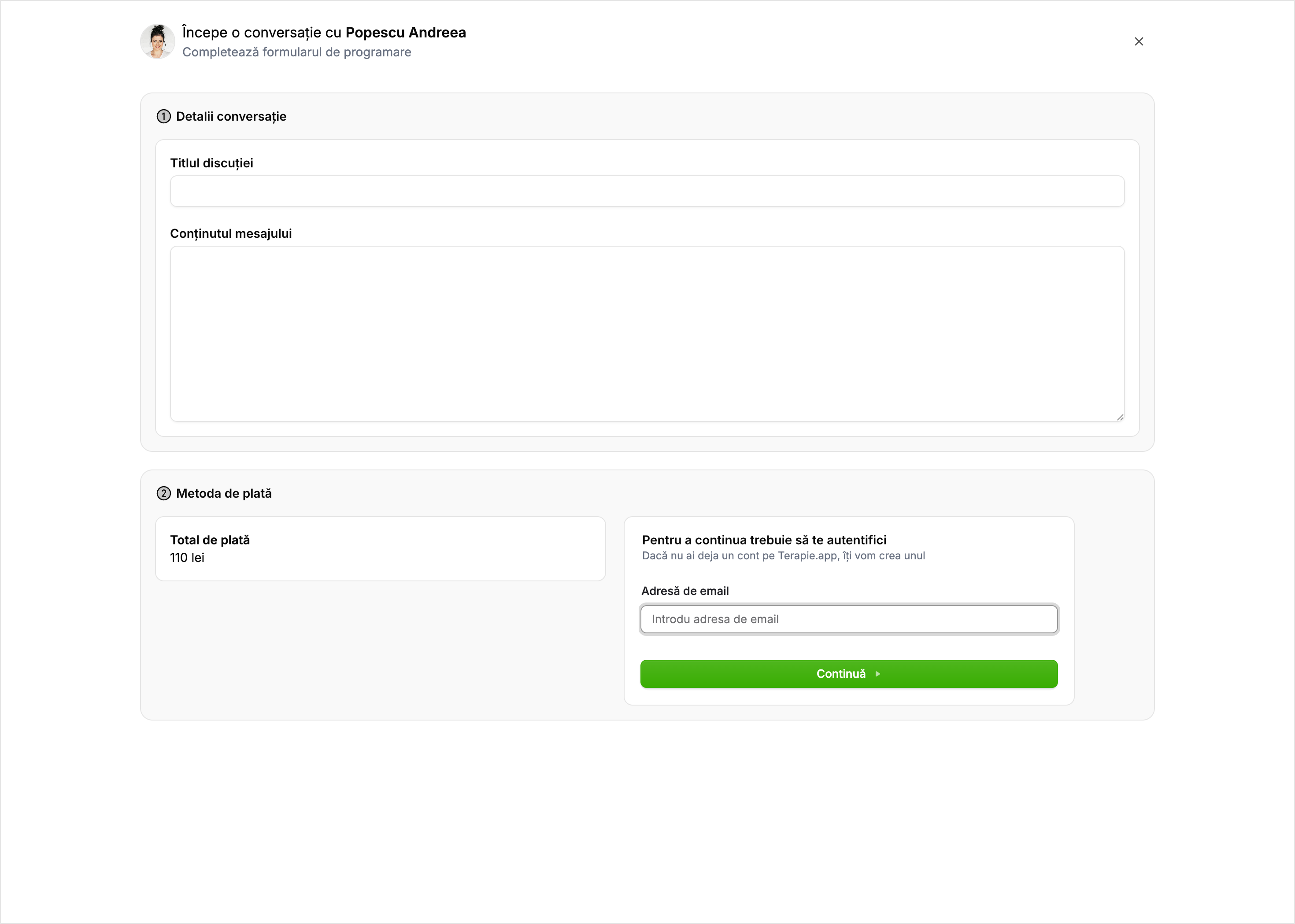 Formular de inițiere discuție