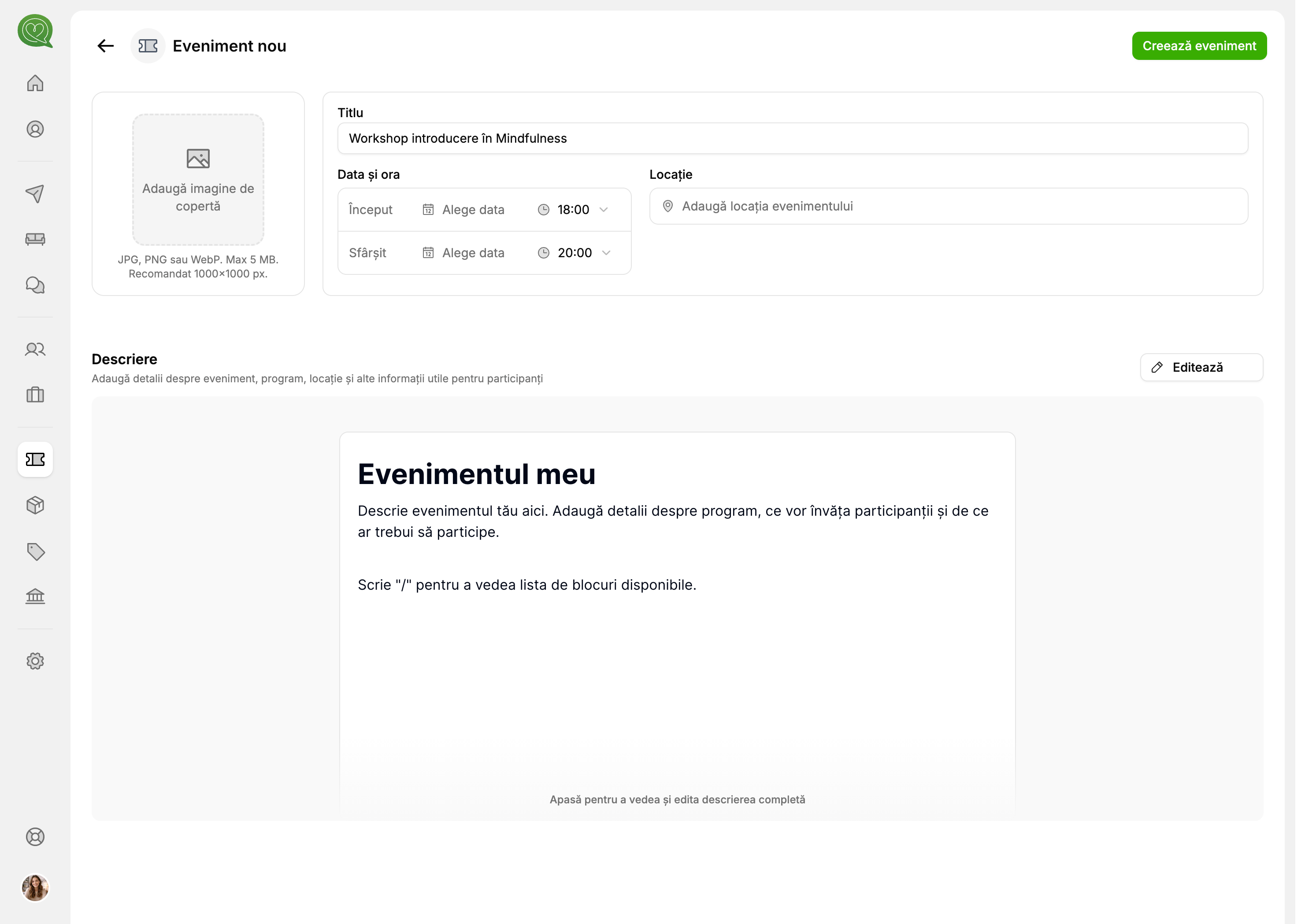 Formular creare eveniment