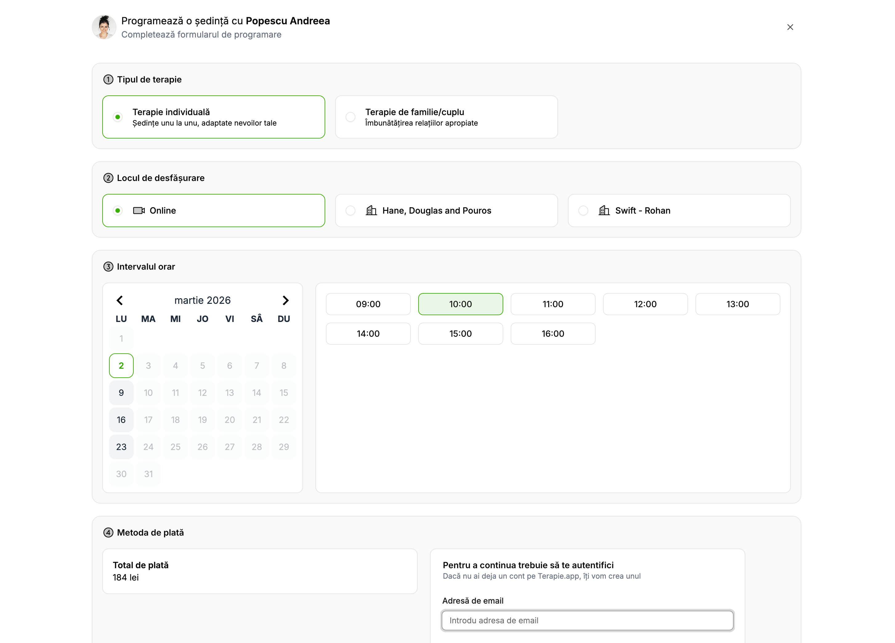 Formular de programare