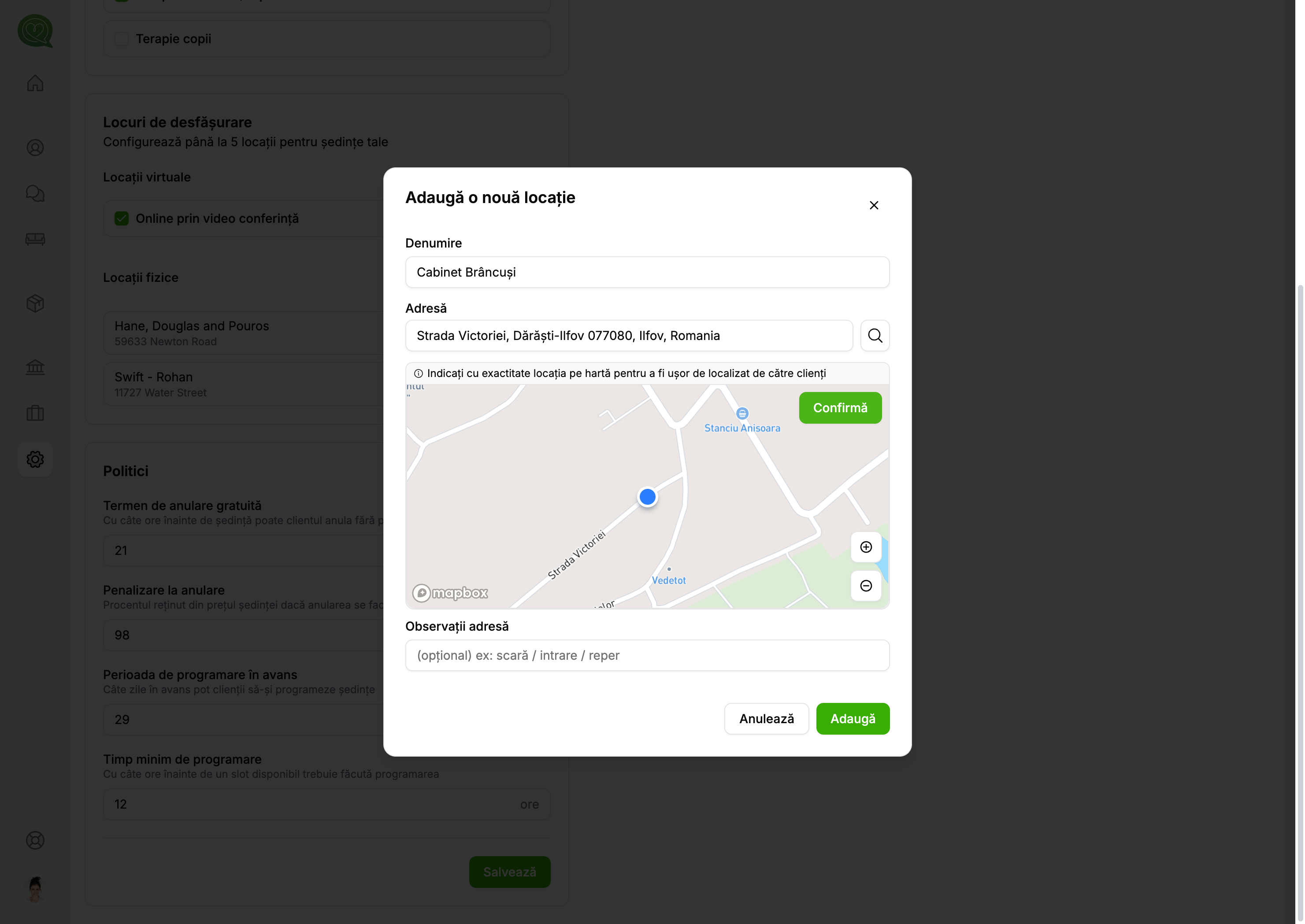 Editare locație pe hartă