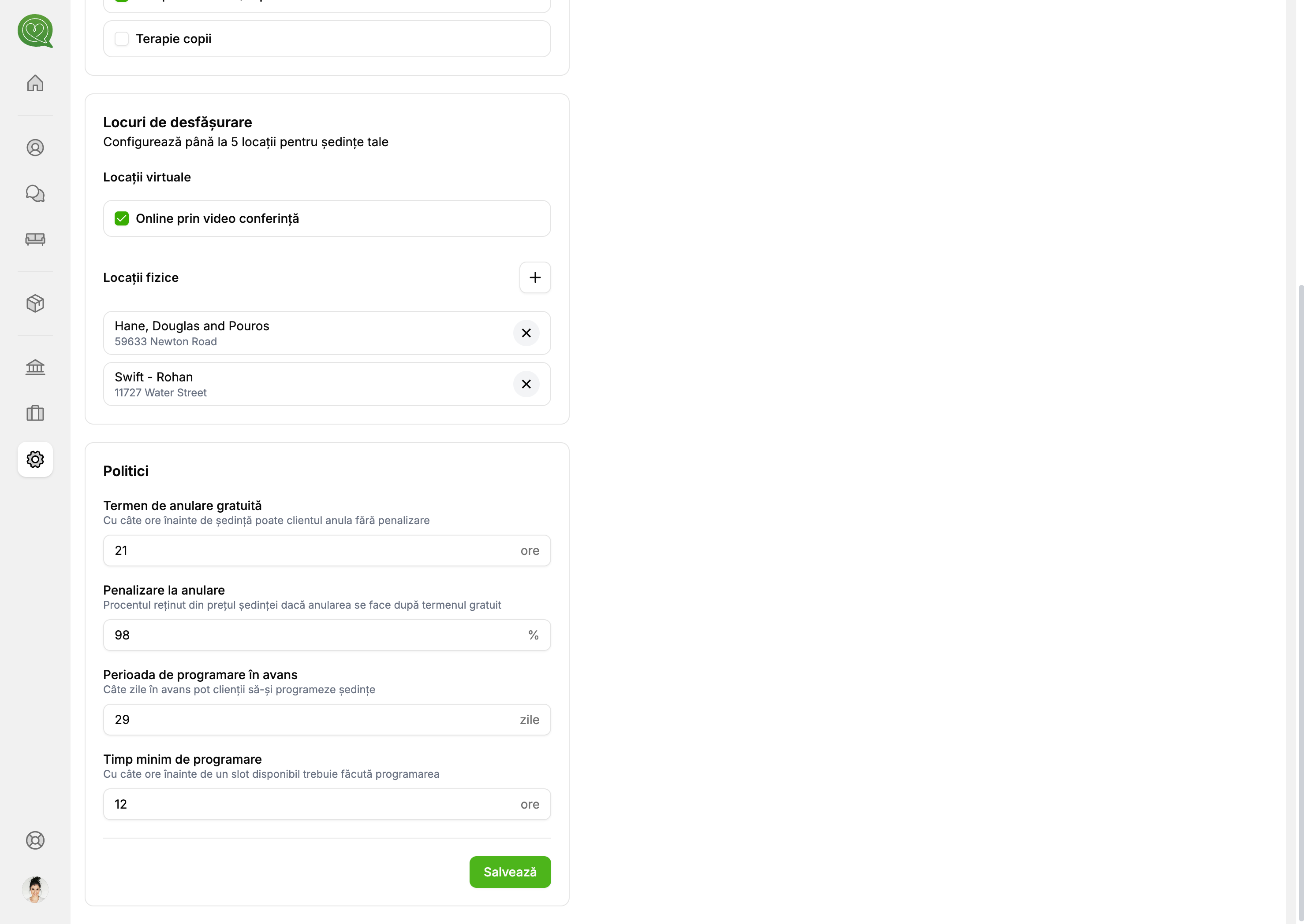Locuri de desfășurare