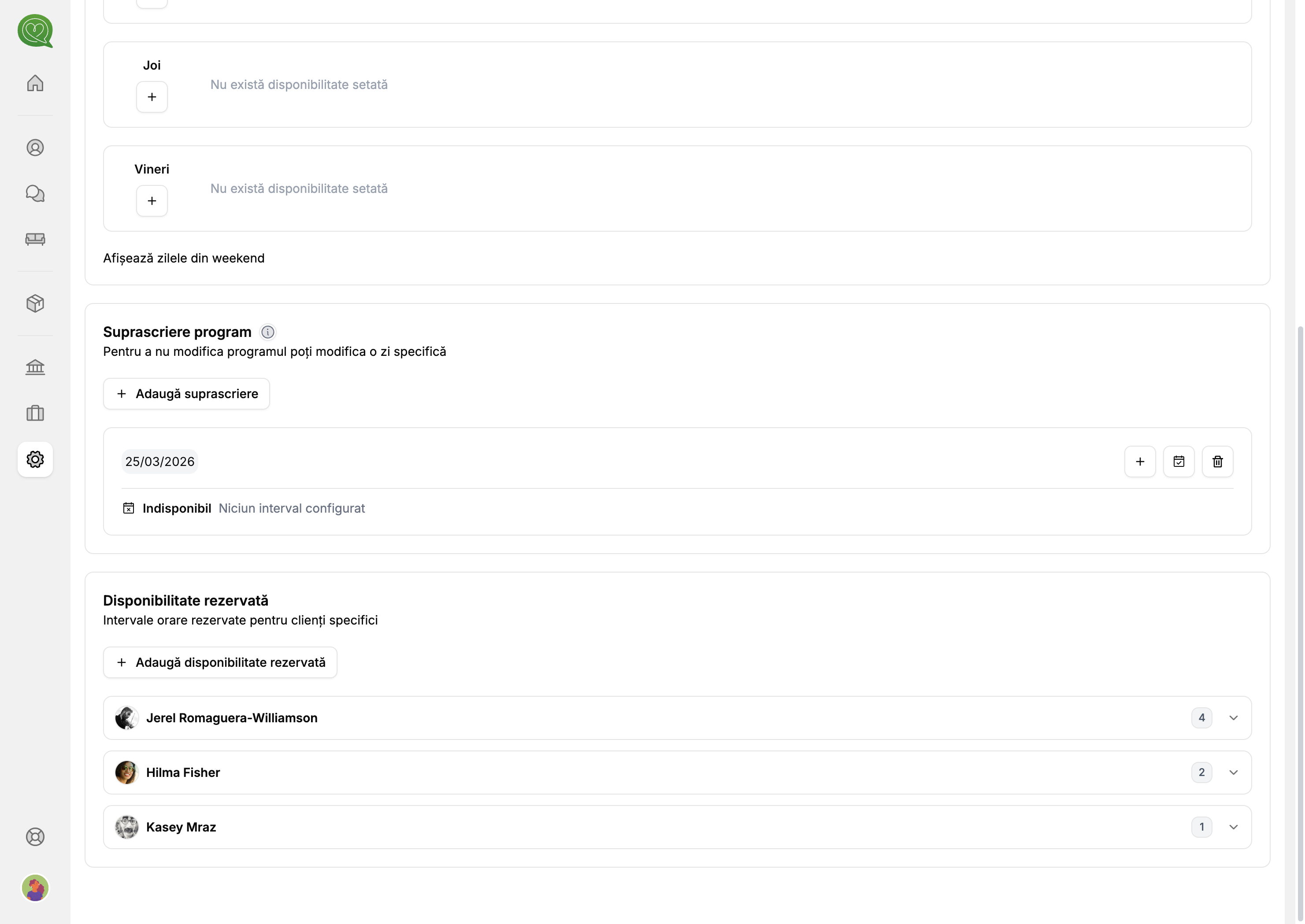 Disponibilitate rezervată