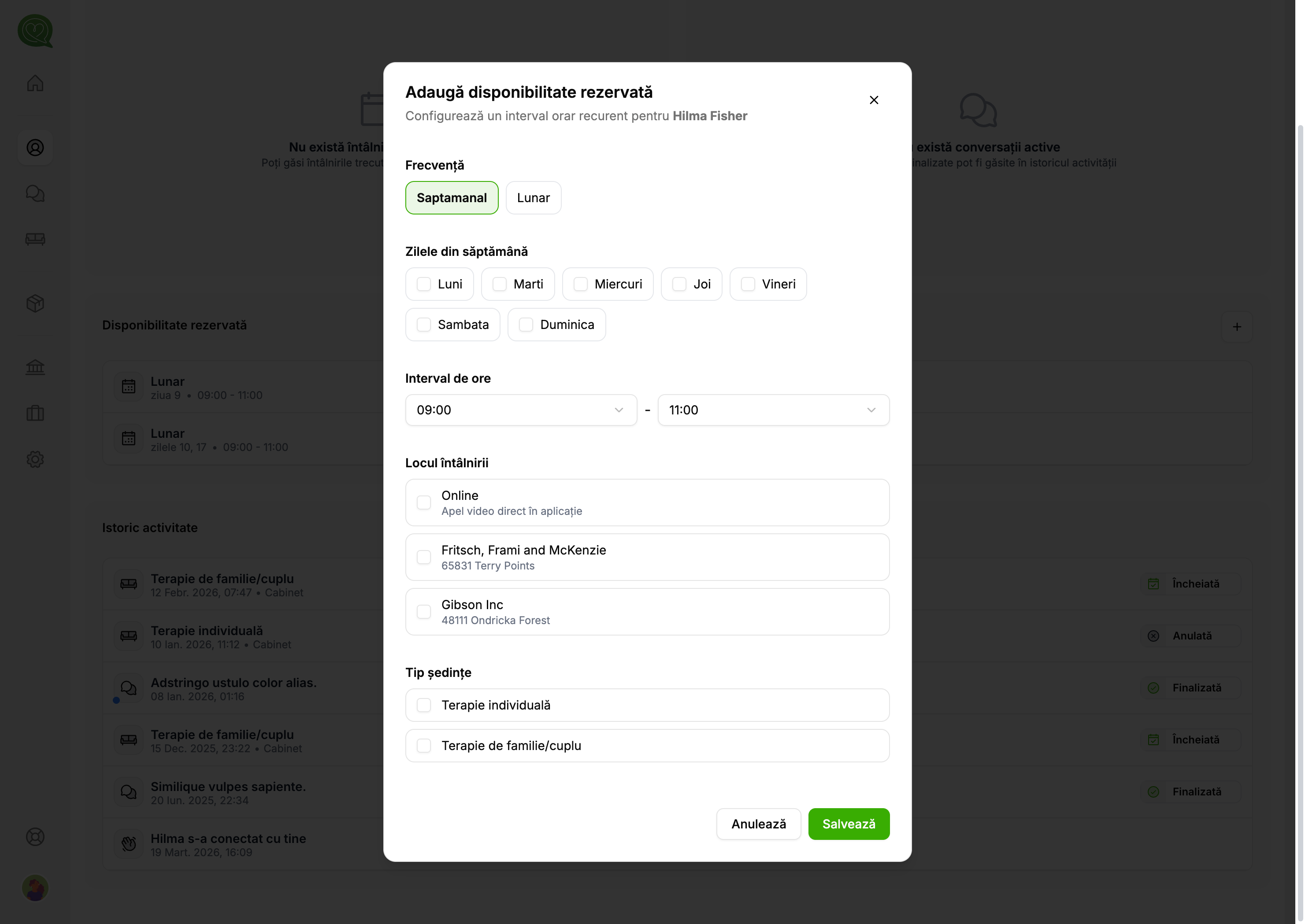 Adaugă disponibilitate rezervată