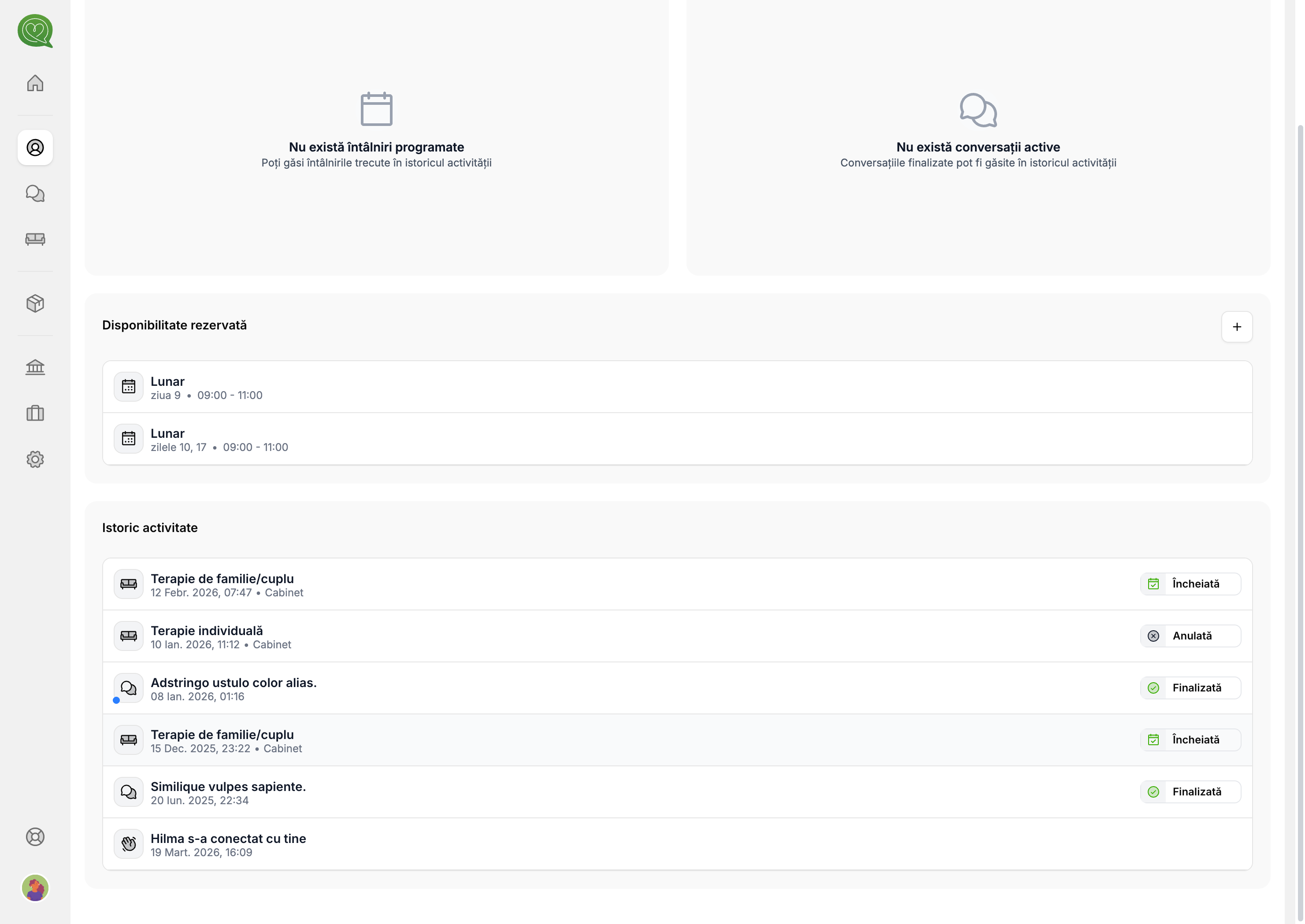 Disponibilitate rezervată — profil client