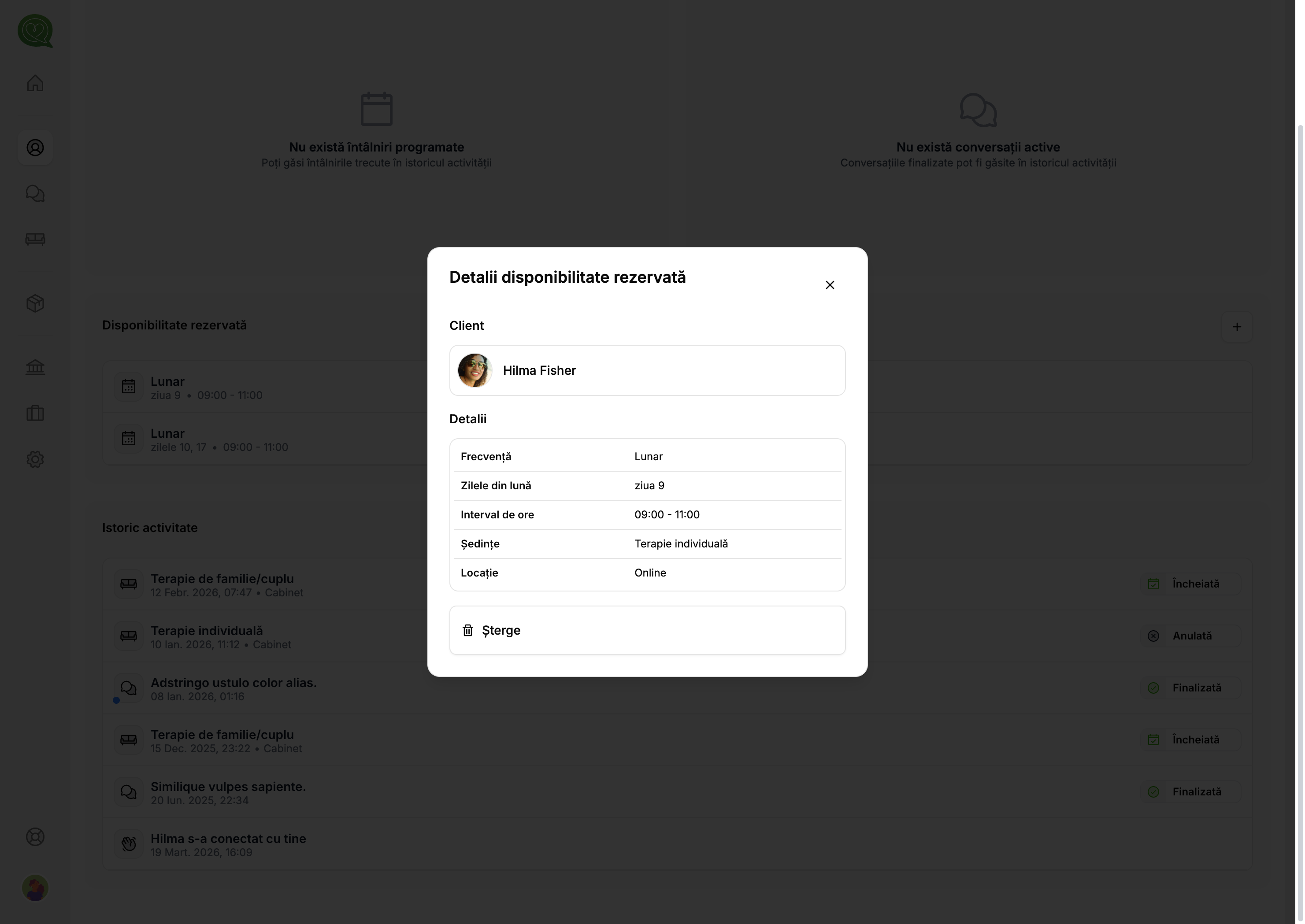 Detalii disponibilitate rezervată