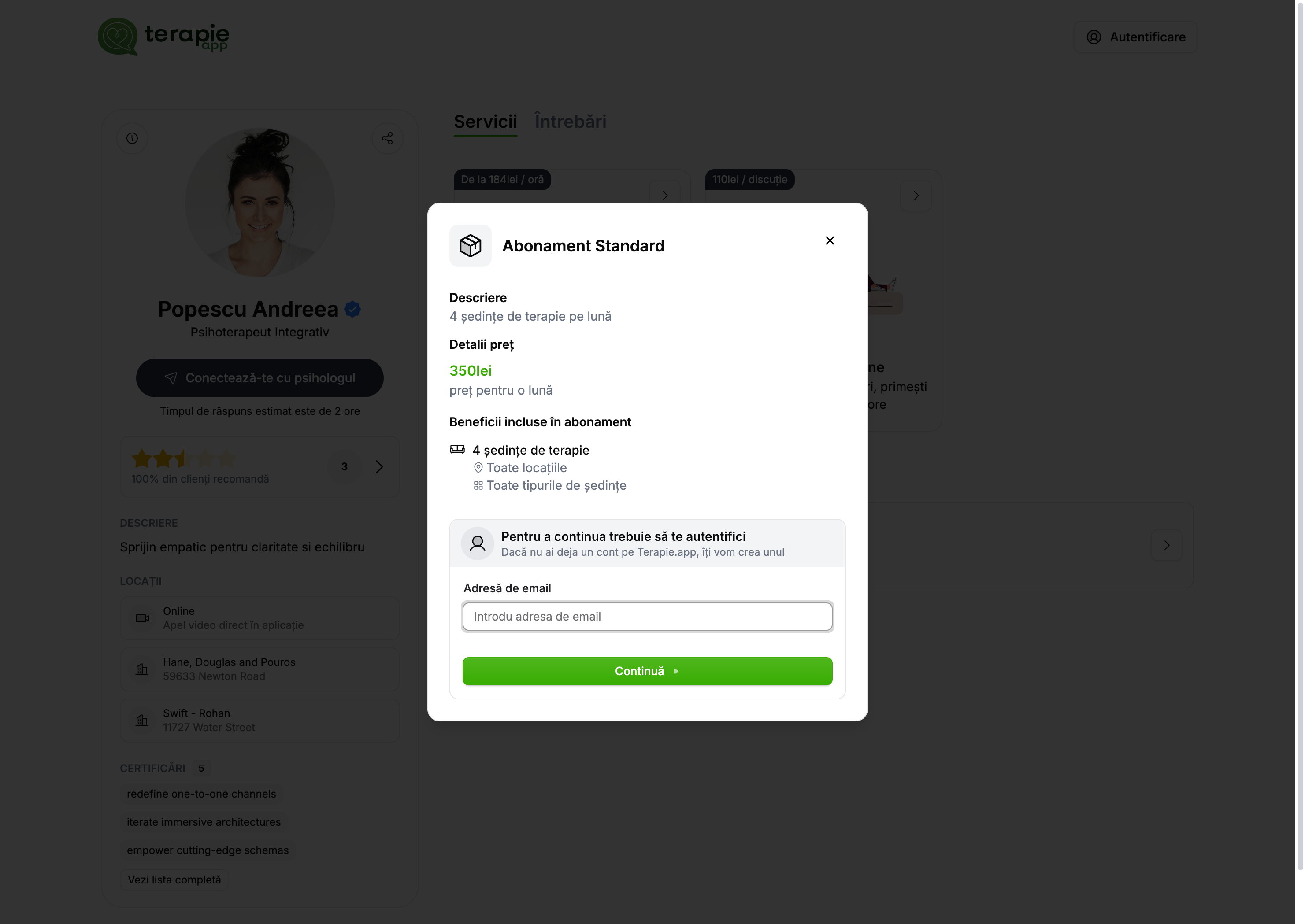 Detalii abonament — perspectiva clientului