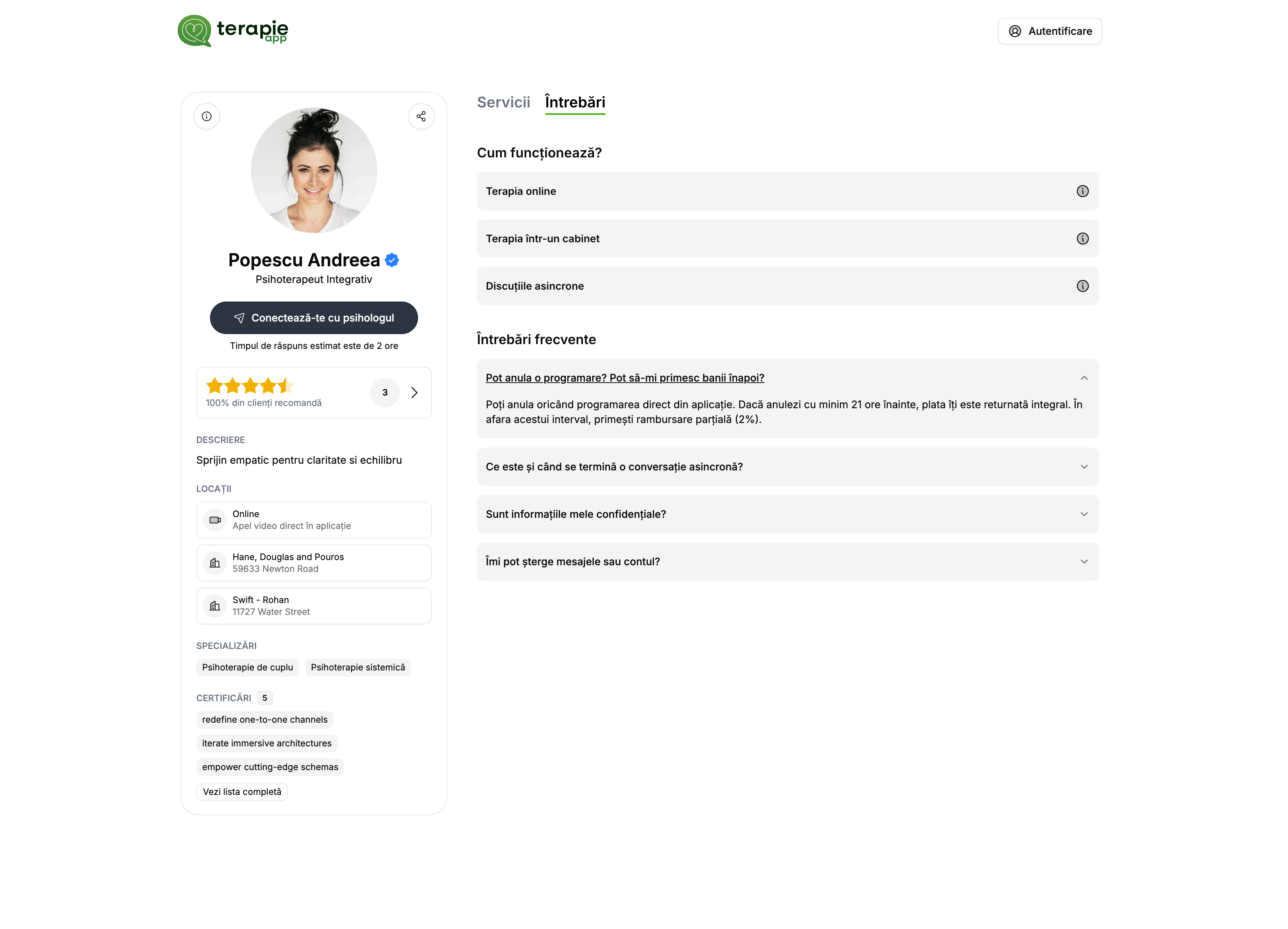 Întrebări frecvente cu politici personalizate