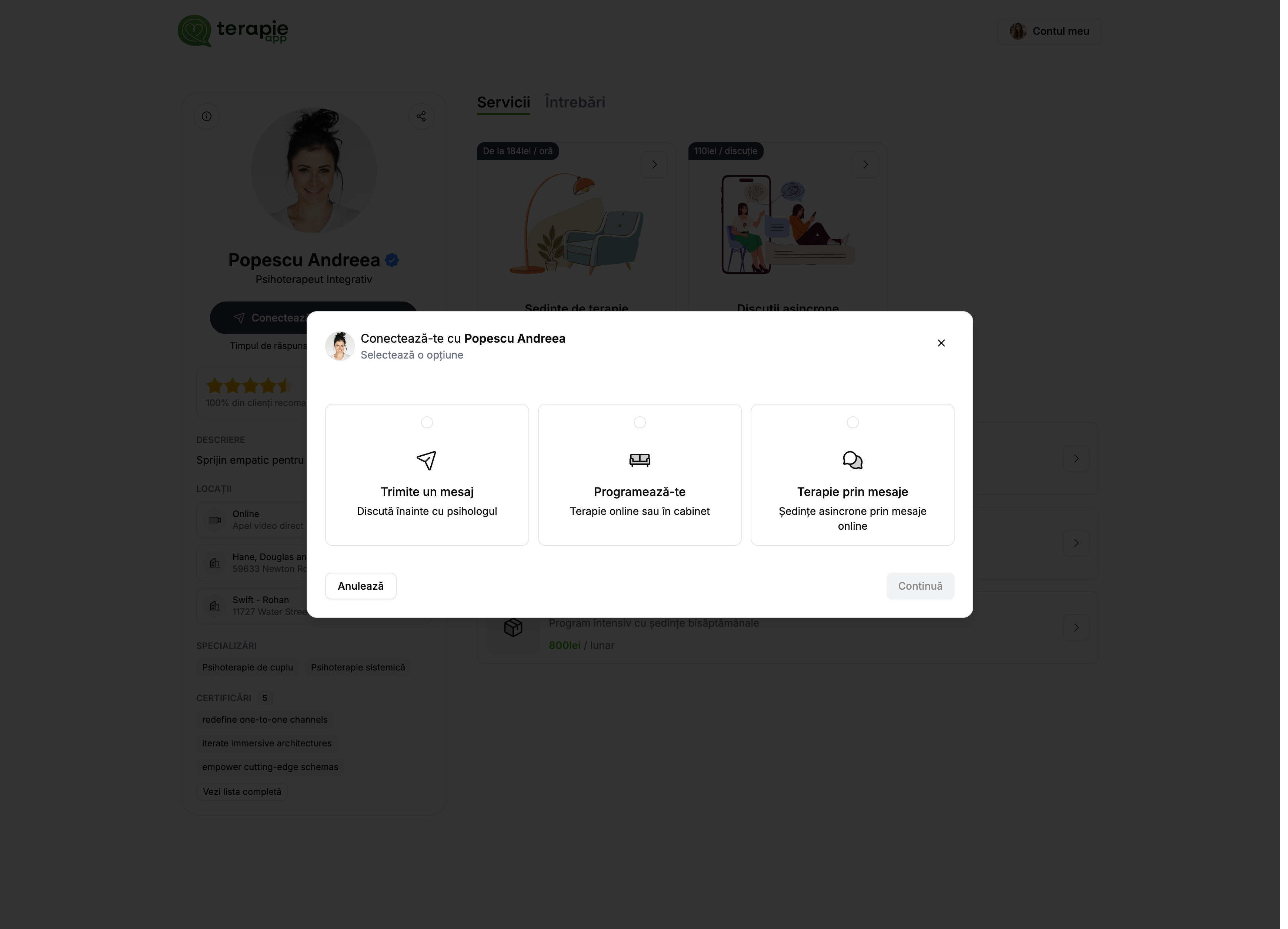 Dialogul de conectare