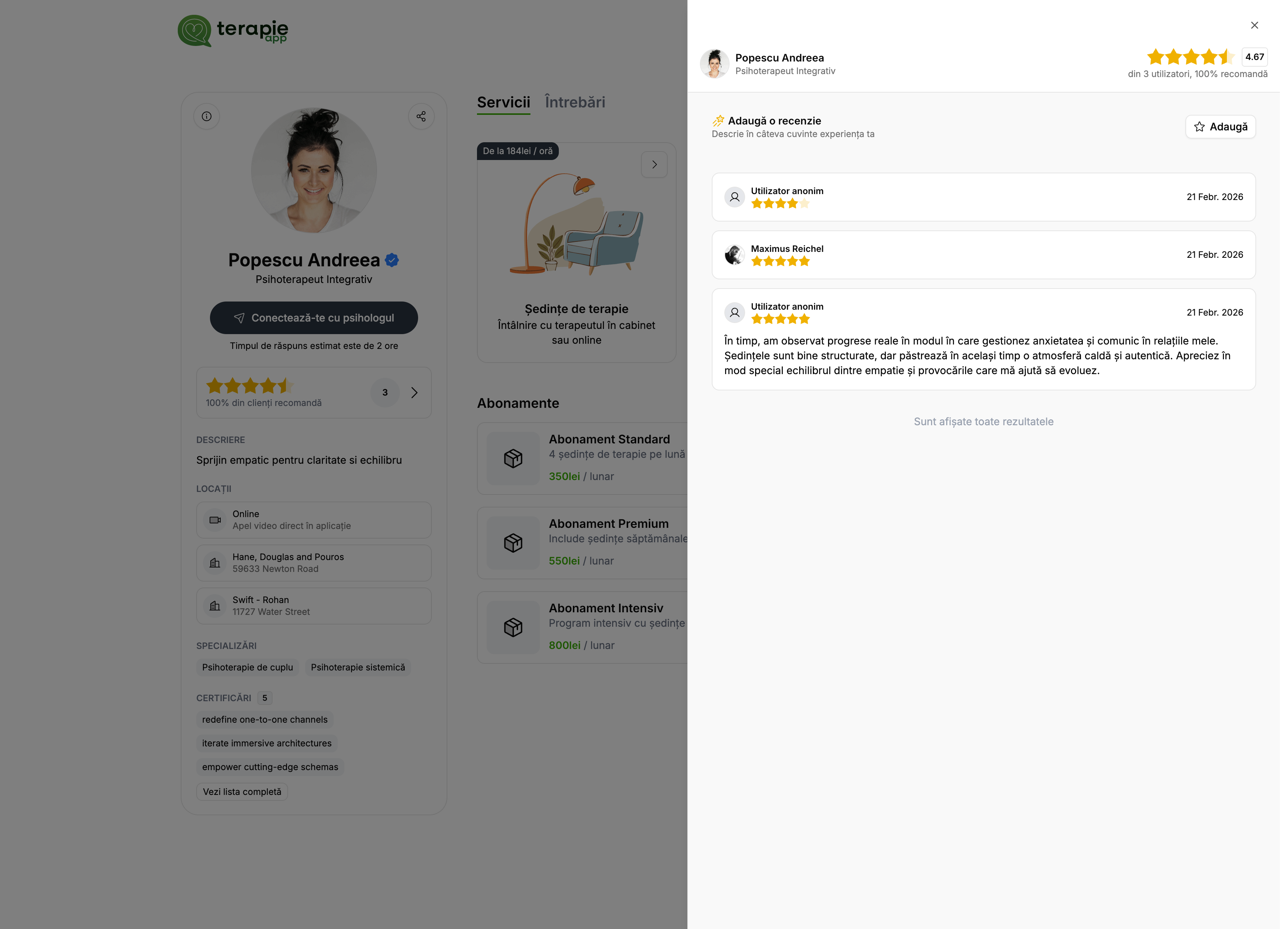 Recenziile terapeutului